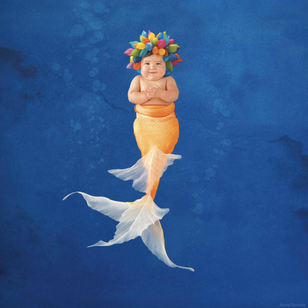 anne geddes photo of a baby dressed as mermaid