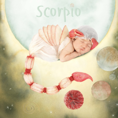 anne geddes photo of a baby dressed as a scorpion representing the astrological sign scorpio