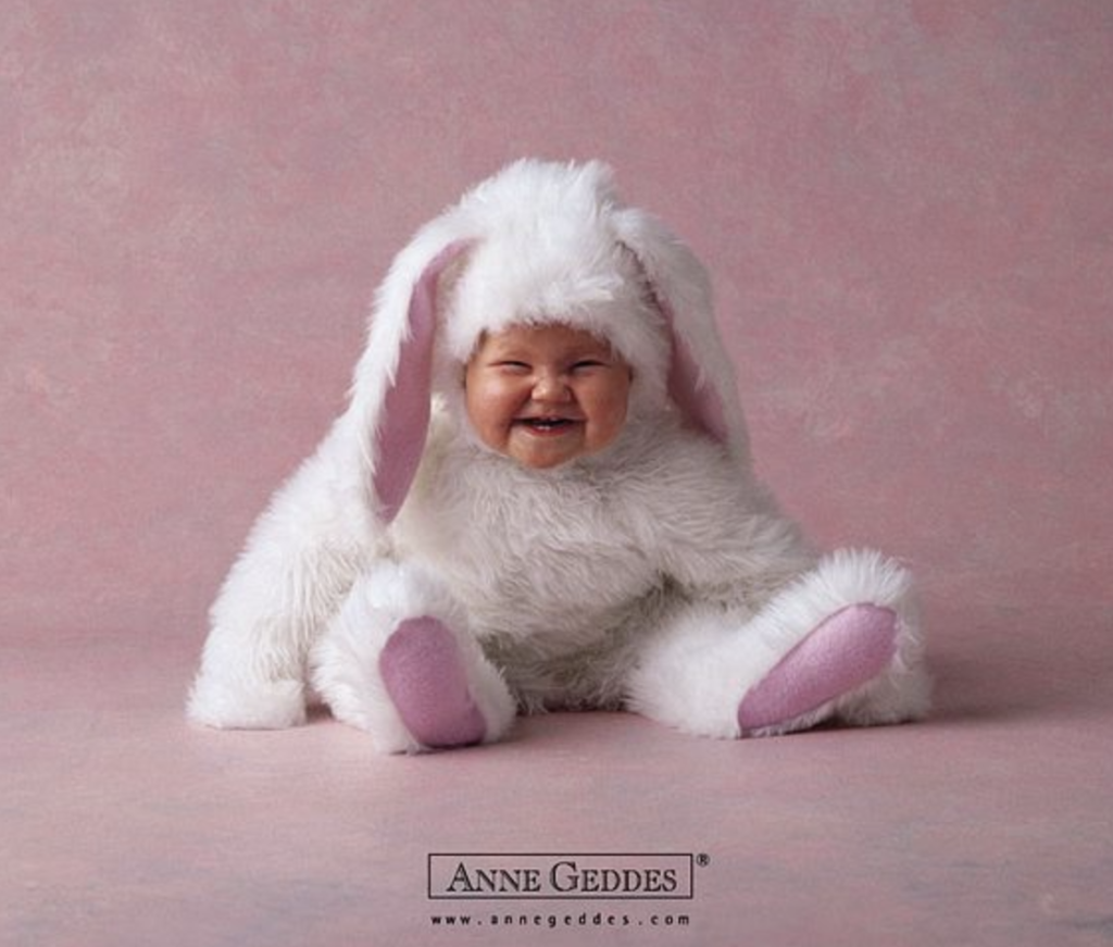 anne geddes photo of baby dressed as a bunny