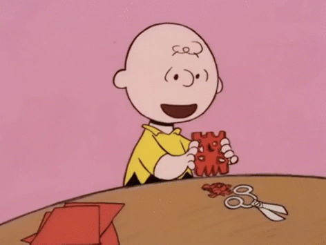 charlie brown makes a valentine's day cutout craft