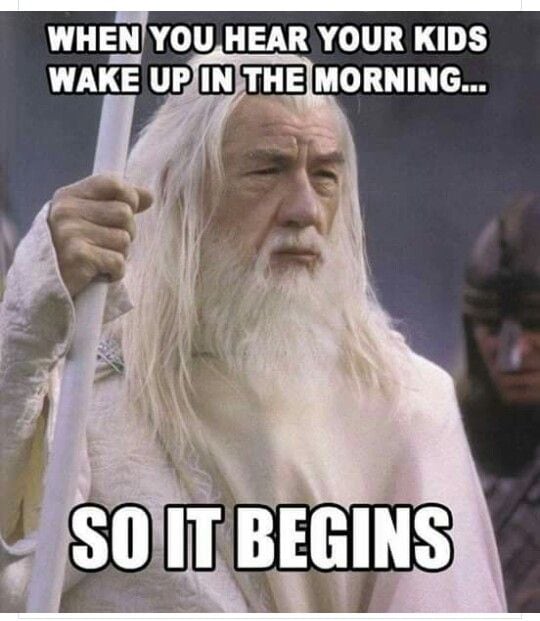 when you hear your kids wake up in the morning...so it begins | image: gandalf from the lord of the rings