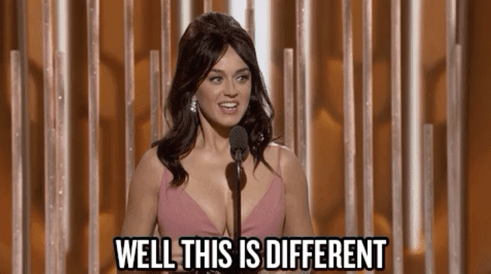 gif of a woman at a microphone saying "well this is different"