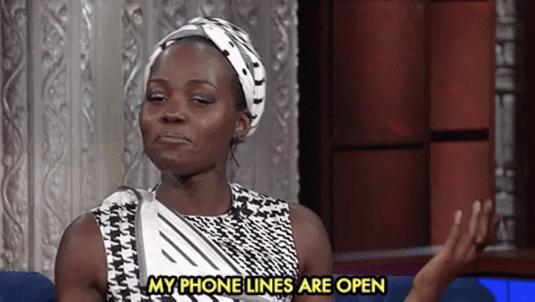 gif of a woman saying "my phone lines are open"