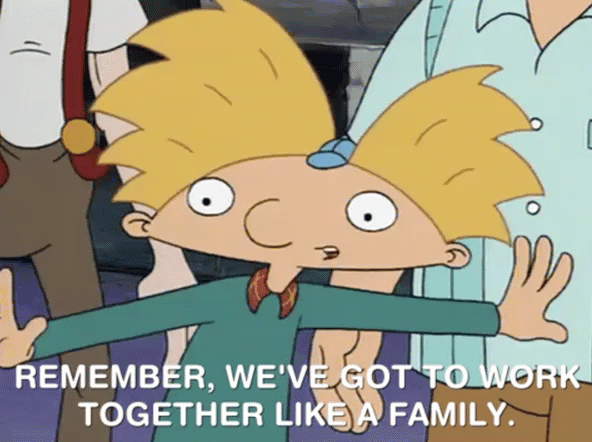 gif of Hey Arnold saying " Remember, we've got to work together like a family."