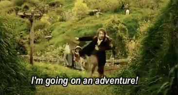 gif of bilbo baggins in the hobbit saying that he's going on an adventure