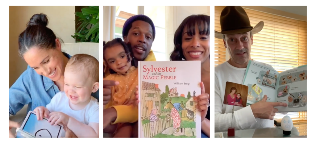 celebrities read stories on camera with their families