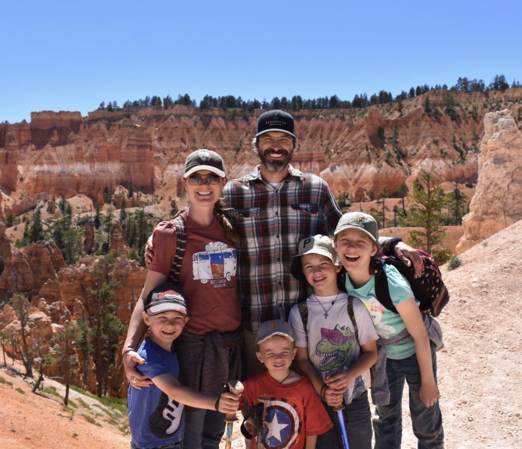 a family hiking