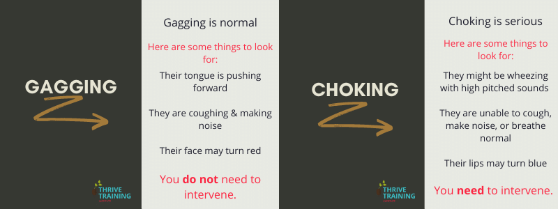 the signs of a baby gagging vs choking