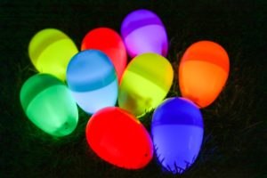 plastic easter eggs with glow sticks inside