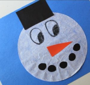 Coffee filter snowman craft